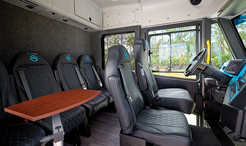 interior view of class 5 all electric work truck by Blue Arc